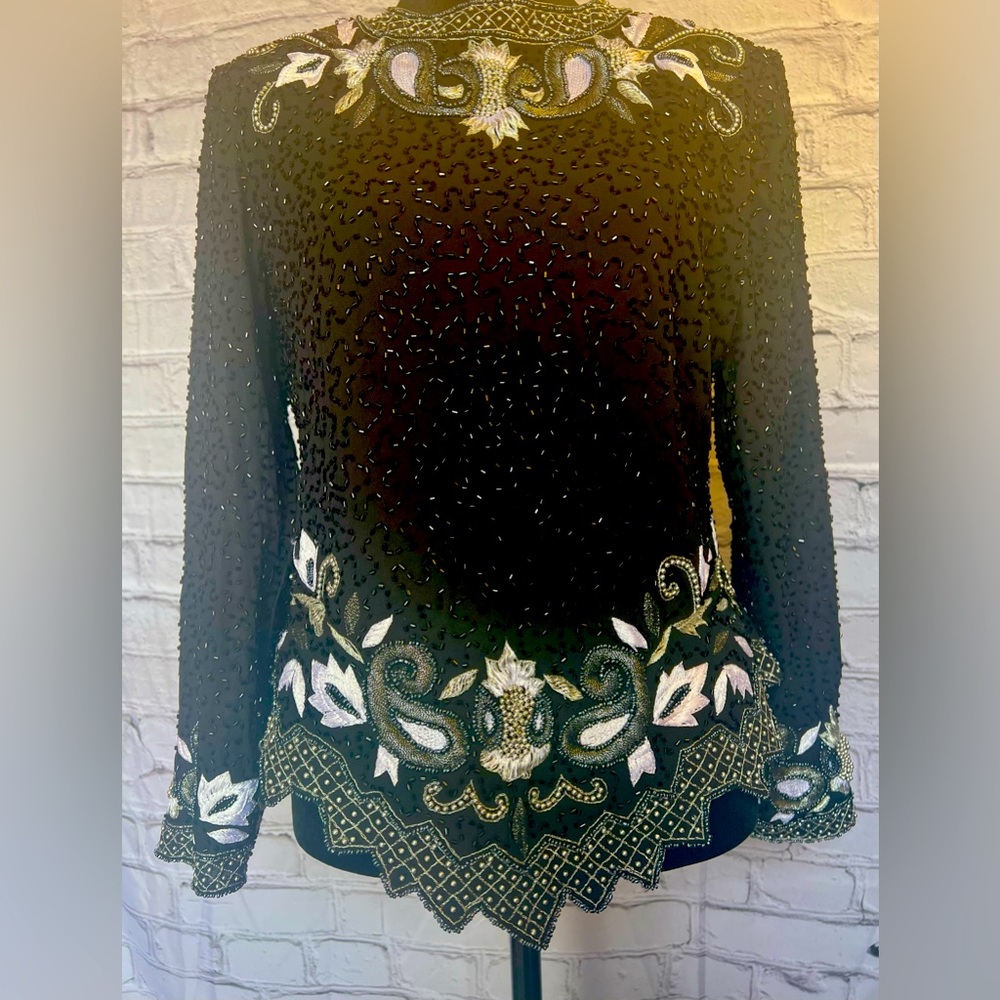 Drapers&damons sequin beaded silk evening top back zipper size PS